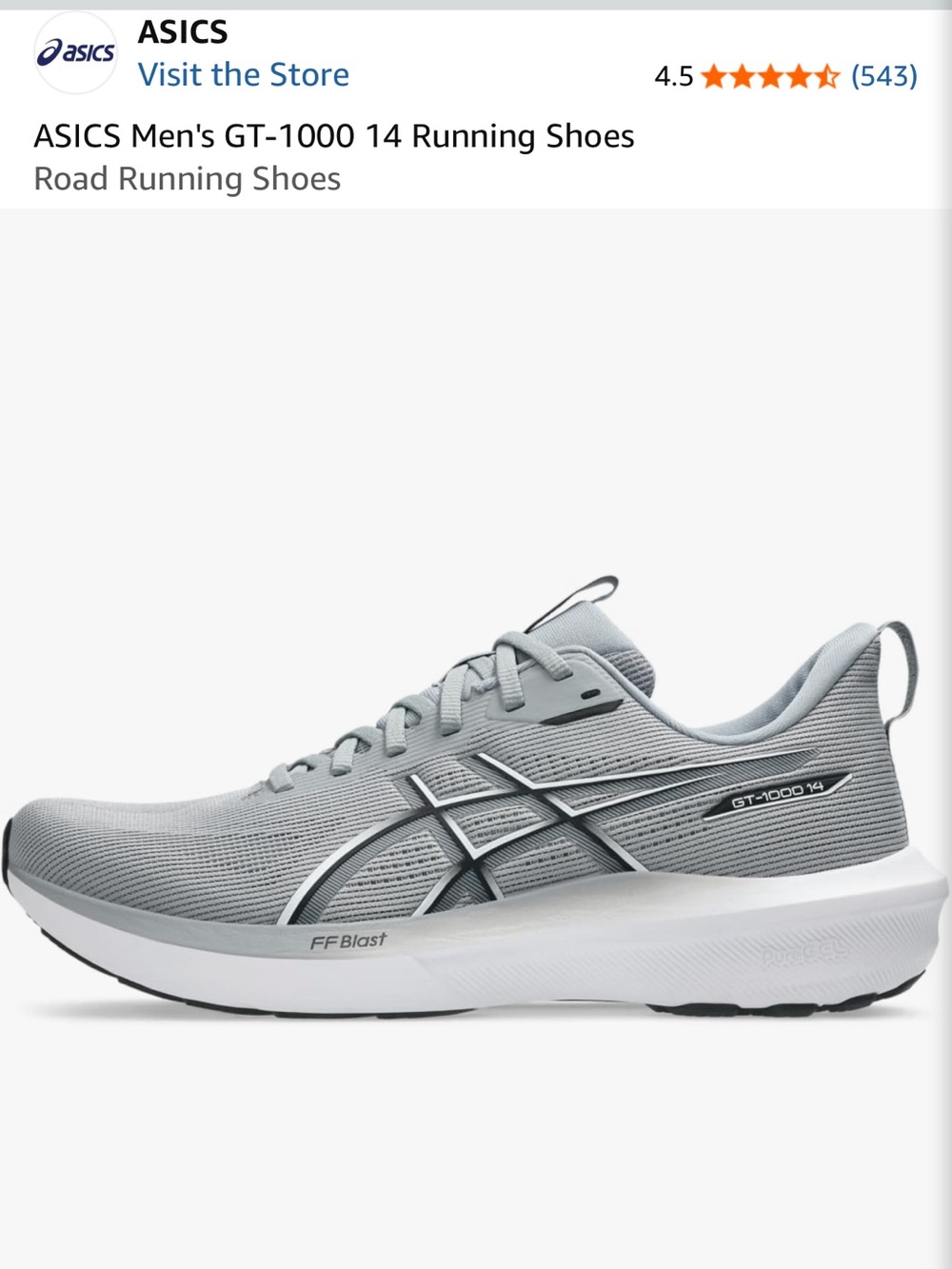 NWT ASICS Men's GT-1000 14 Running Shoes in Light Gray size 12